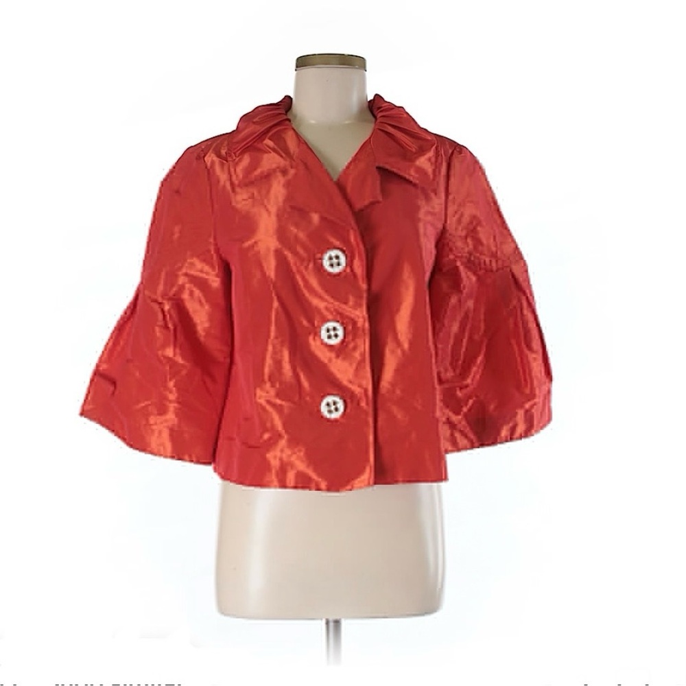 Penta Orange Taffeta Cropped Blazer Jacket Puffed Sleeve 10